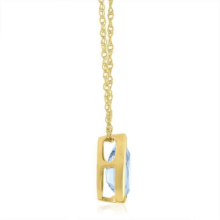Aquamarine Birthstone Pendant in 10K Yellow Gold