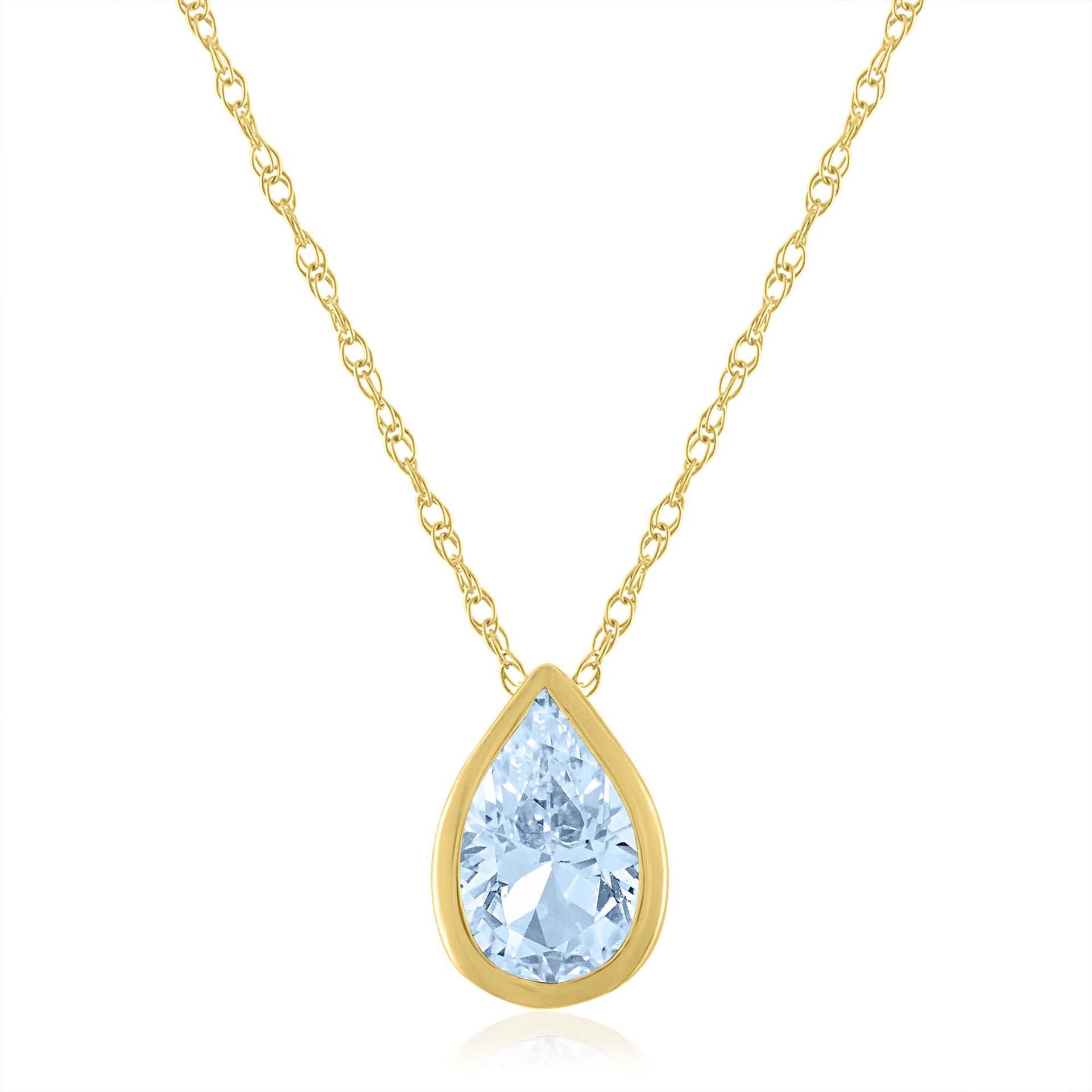 Aquamarine Birthstone Pendant in 10K Yellow Gold
