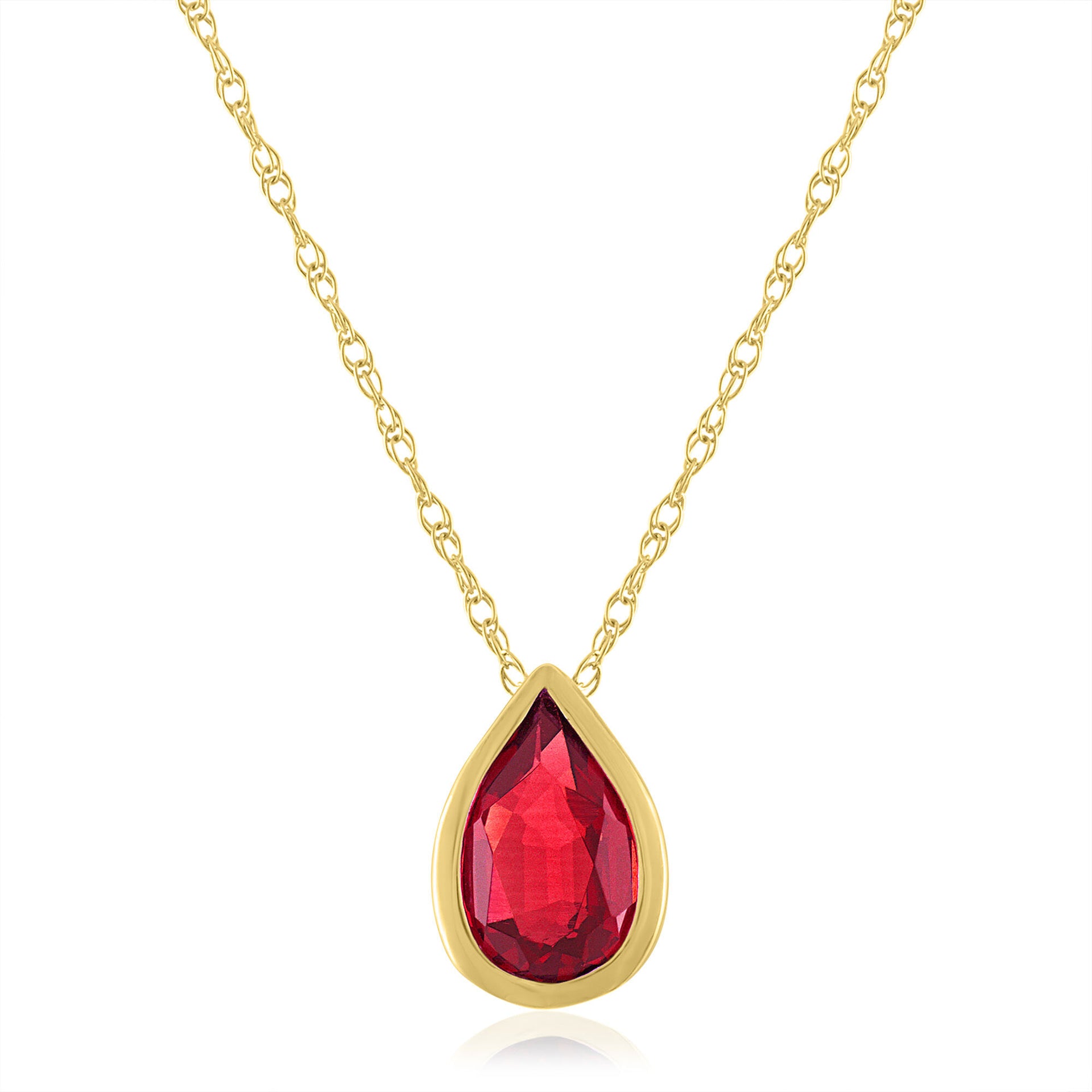 Lab-Created Ruby Birthstone Pendant in 10K Yellow Gold
