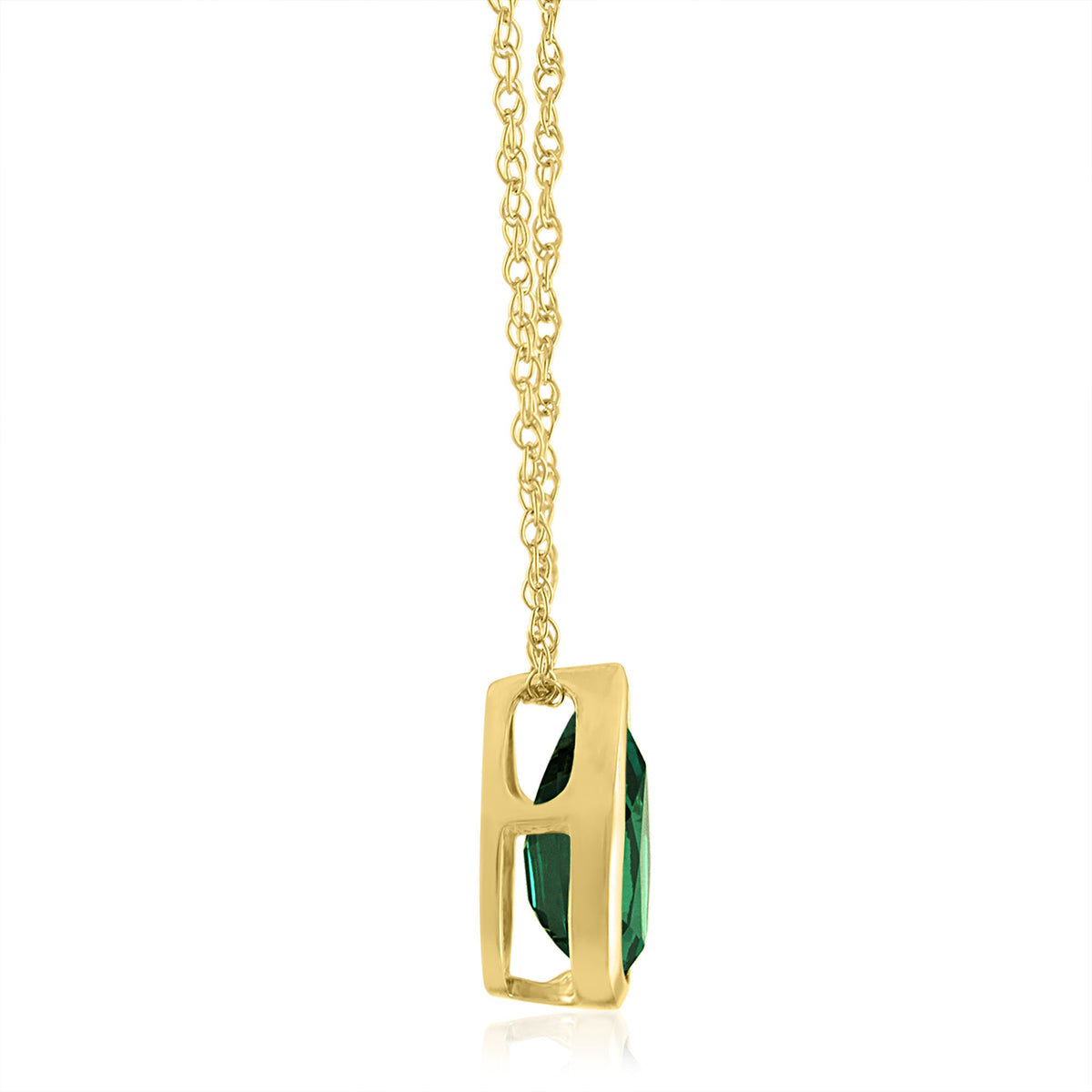 Lab-Created Emerald Birthstone Pendant in 10K Yellow Gold