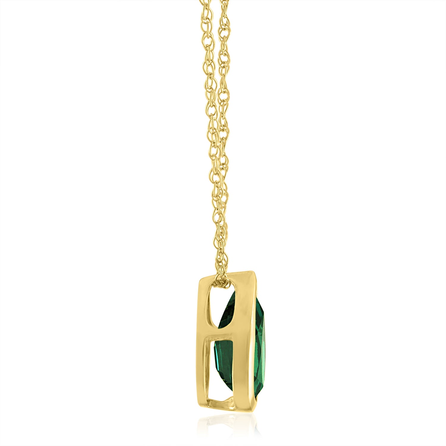 Lab-Created Emerald Birthstone Pendant in 10K Yellow Gold