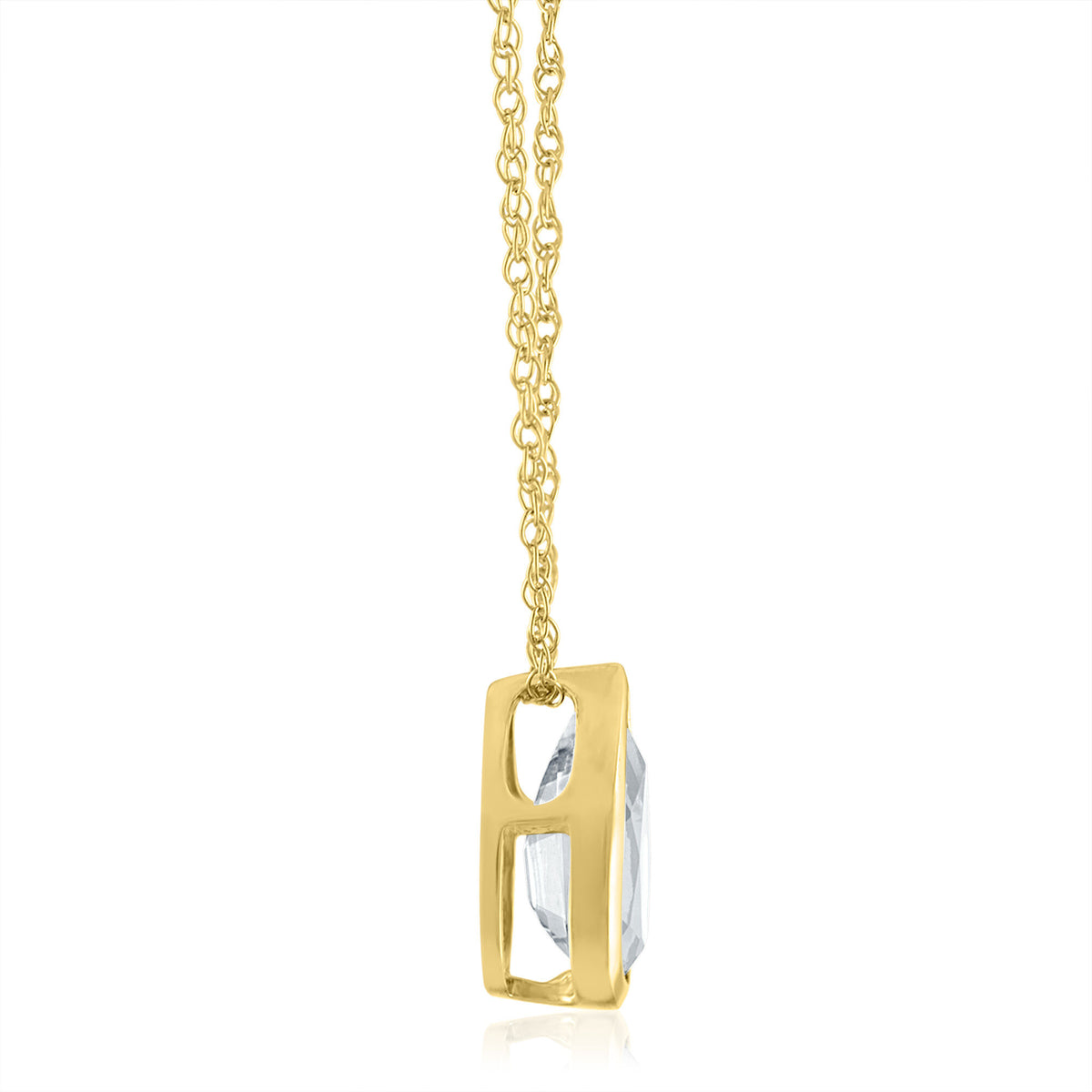 Lab-Created White Sapphire Birthstone Pendant in 10K Yellow Gold