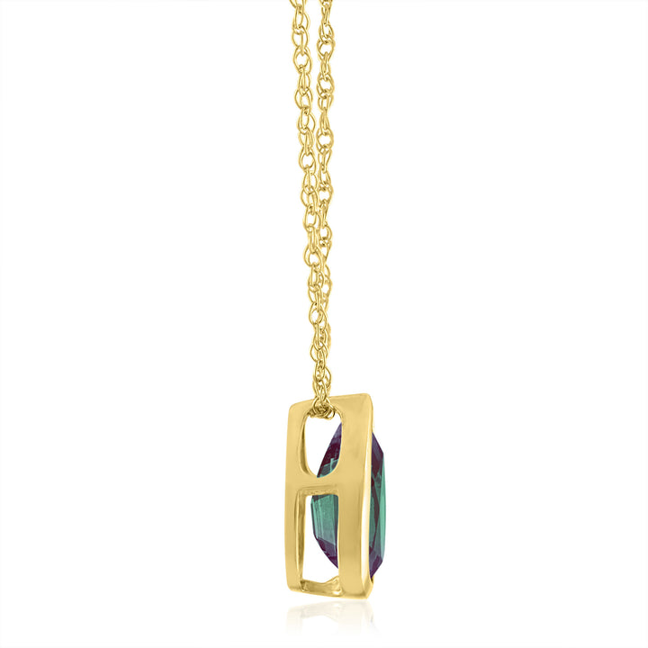 Lab-Created Alexandrite Pendant in 10K Yellow Gold