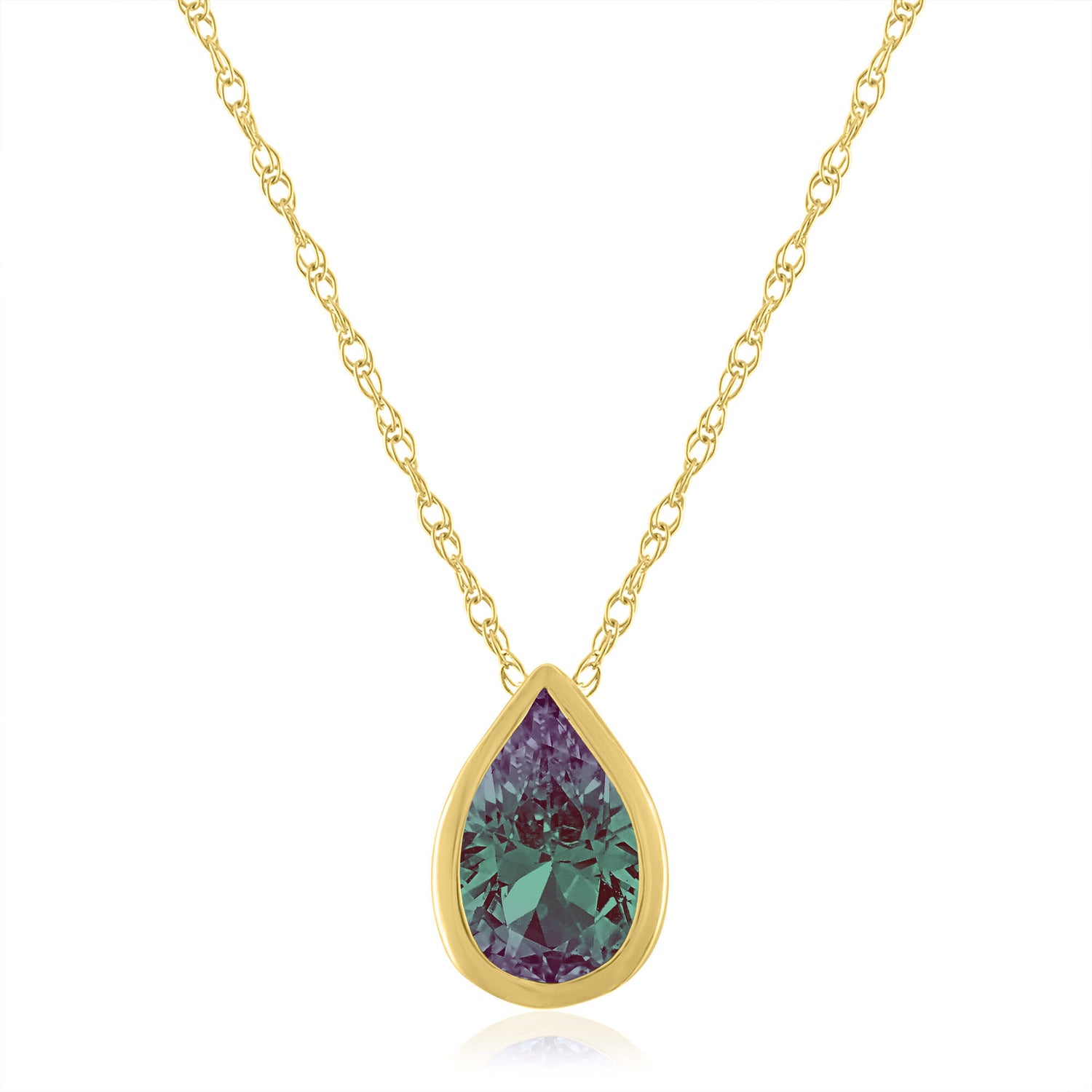 Lab-Created Alexandrite Pendant in 10K Yellow Gold