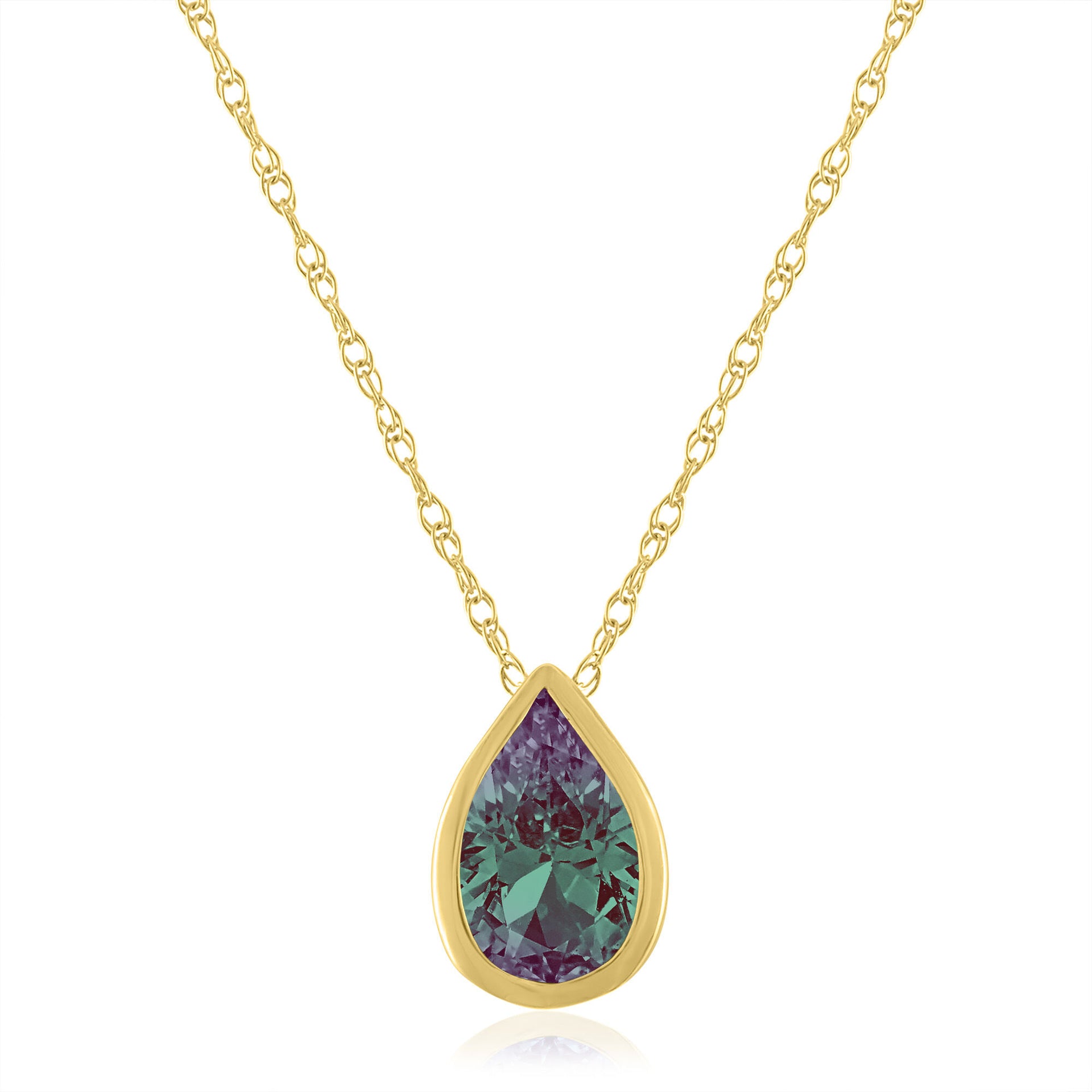 Lab-Created Alexandrite Pendant in 10K Yellow Gold