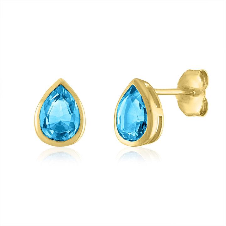 Topaz Birthstone Stud Earrings in 10K Yellow Gold