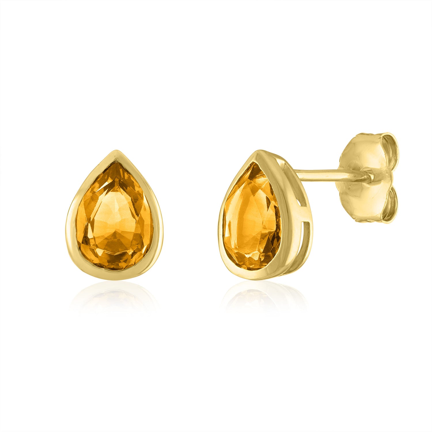 Citrine Birthstone Stud Earrings in 10K Yellow Gold