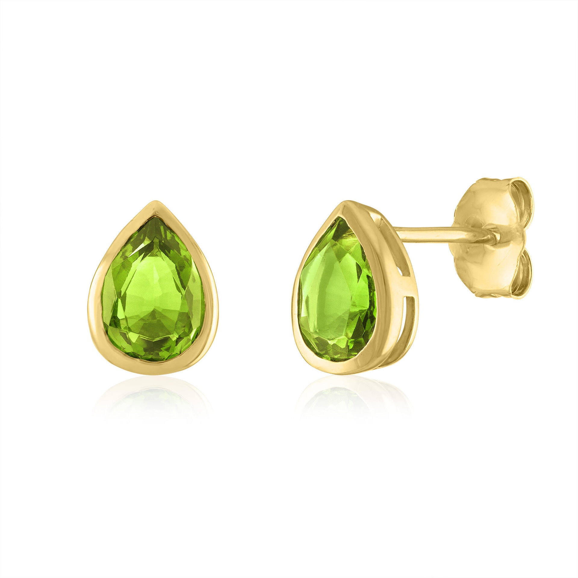 Lab-Created Peridot Birthstone Stud Earrings in 10K Yellow Gold