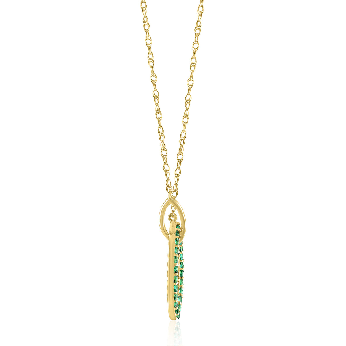 Lab-Created Emerald Pendant in 10K Yellow Gold