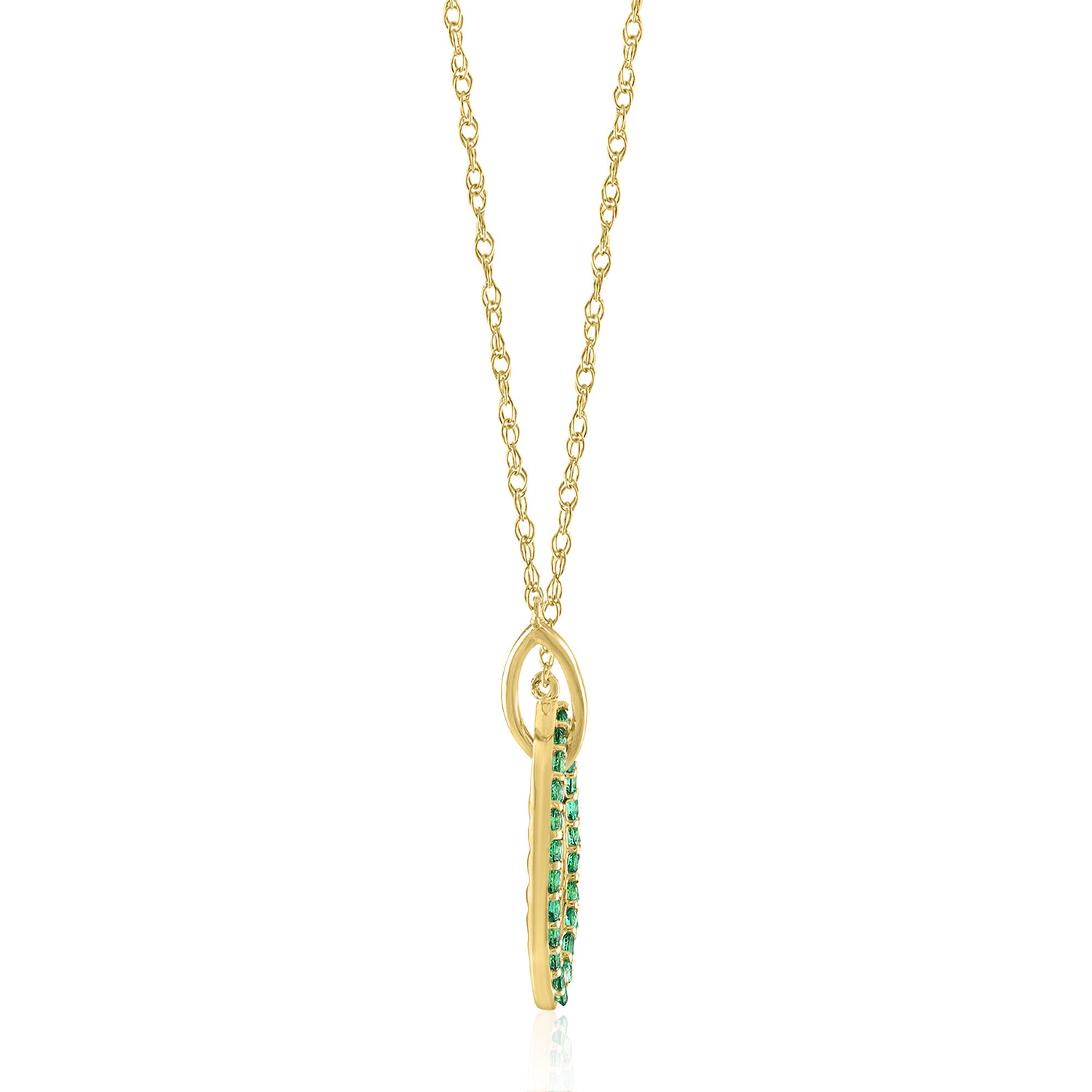 Lab-Created Emerald Pendant in 10K Yellow Gold