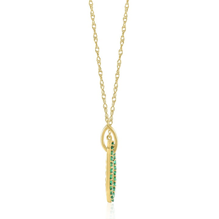 Lab-Created Emerald Pendant in 10K Yellow Gold