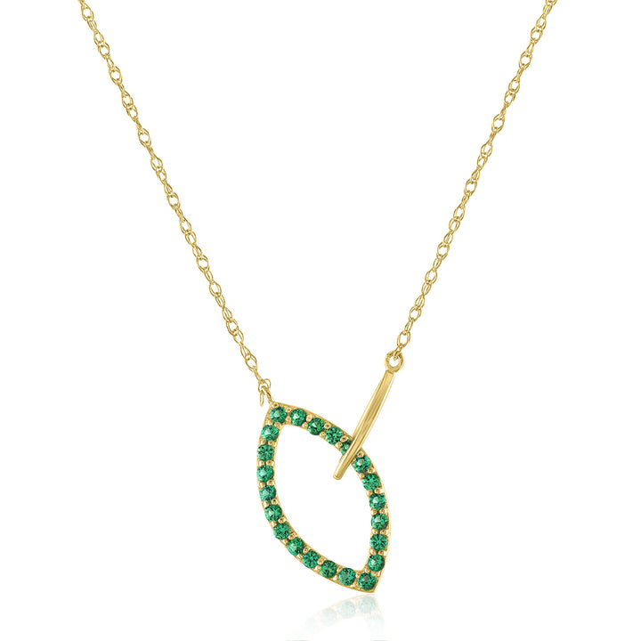 Lab-Created Emerald Pendant in 10K Yellow Gold