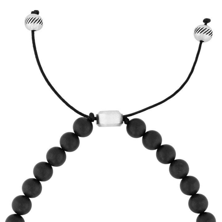 Onyx Bolo Bracelet in Stainless Steel, 6MM, 6.5"-8.5"