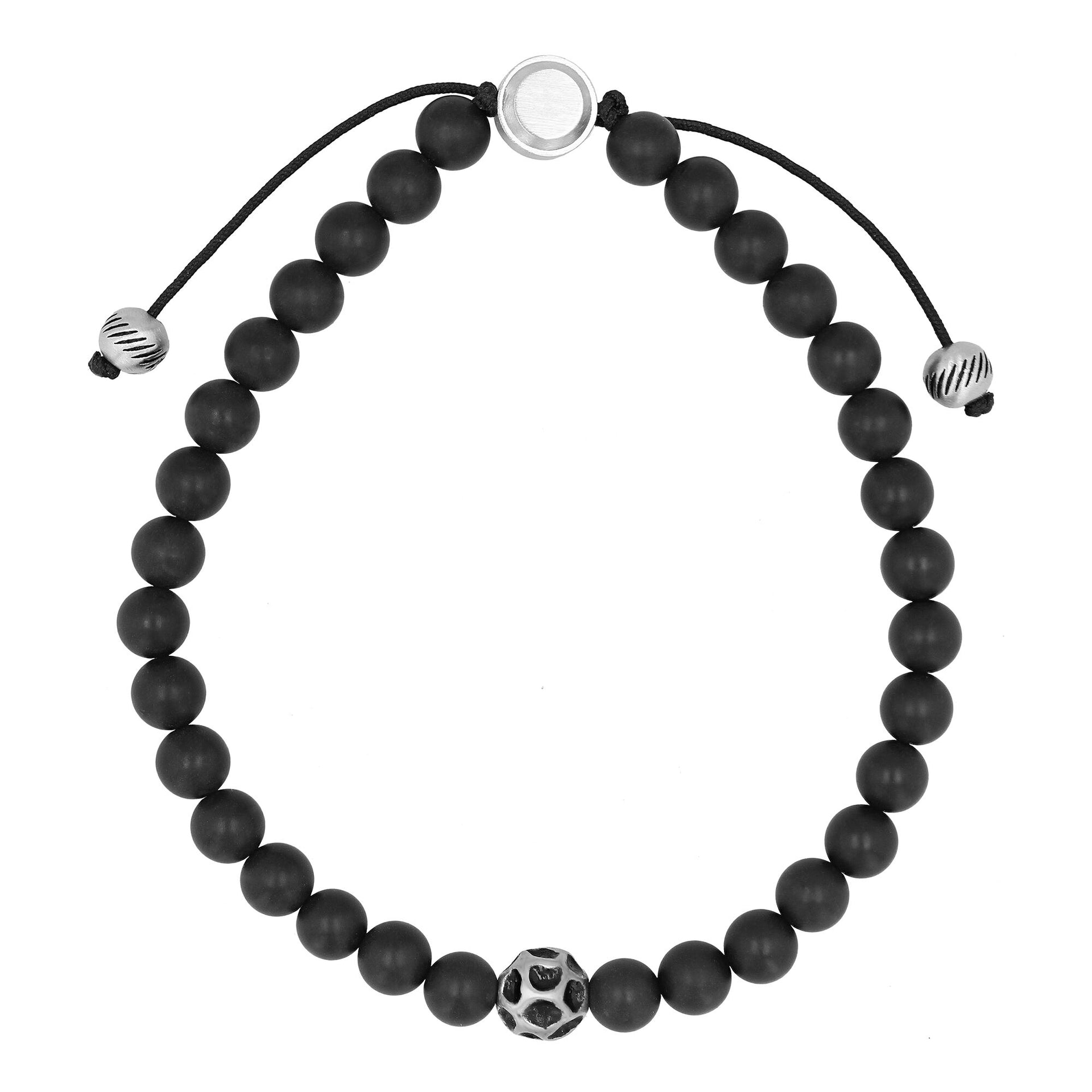 Onyx Bolo Bracelet in Stainless Steel, 6MM, 6.5"-8.5"