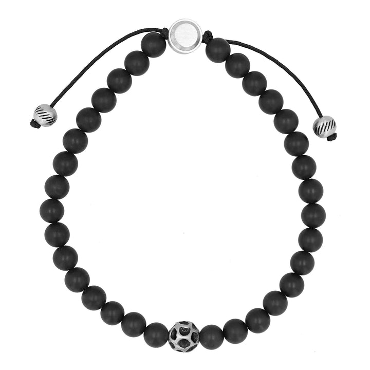 Onyx Bolo Bracelet in Stainless Steel, 6MM, 6.5"-8.5"