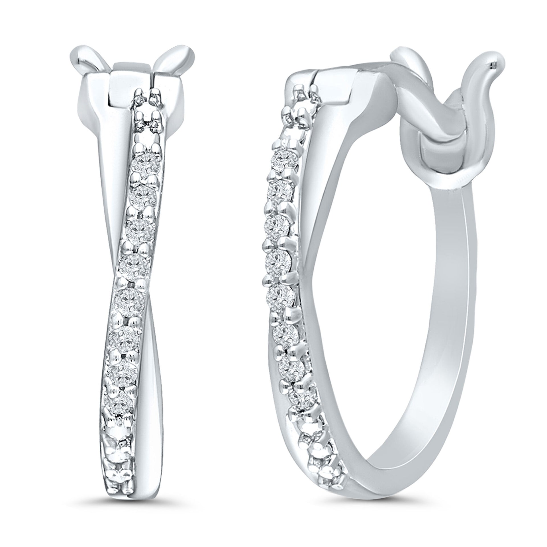 Diamond Accent Twist Hoop Earrings in Sterling Silver
