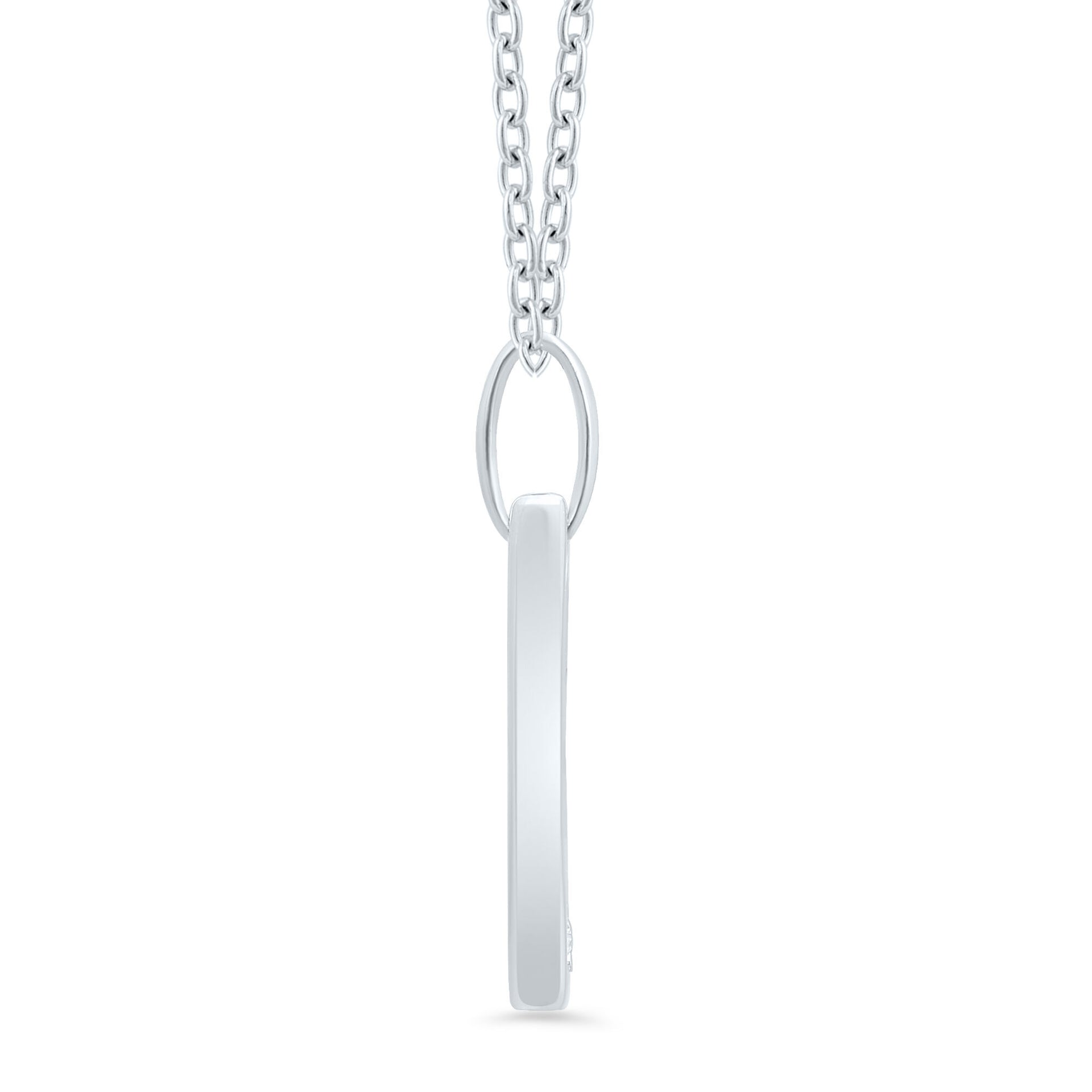Diamond Accent Bar Pendant in Sterling Silver