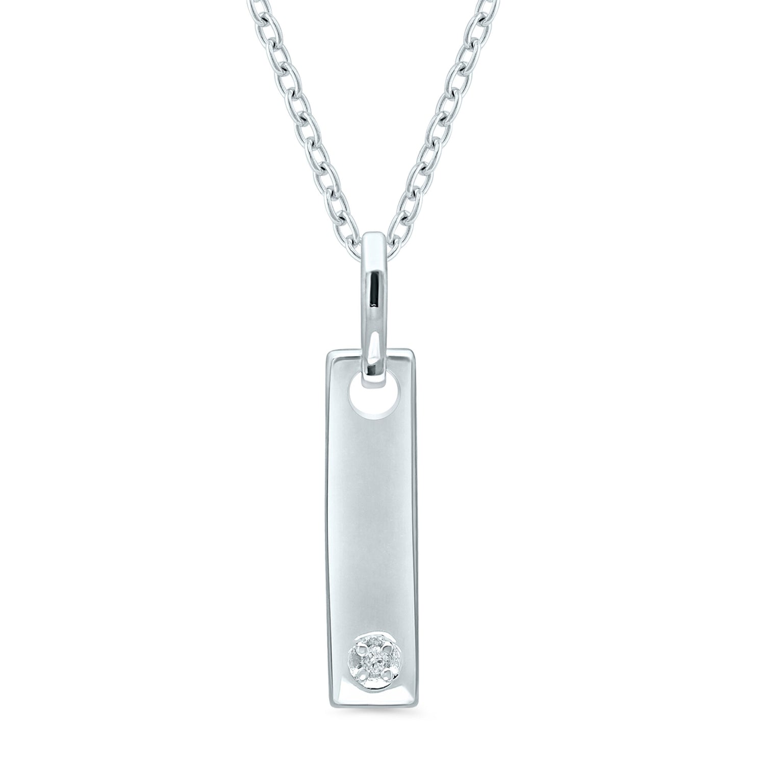 Diamond Accent Bar Pendant in Sterling Silver