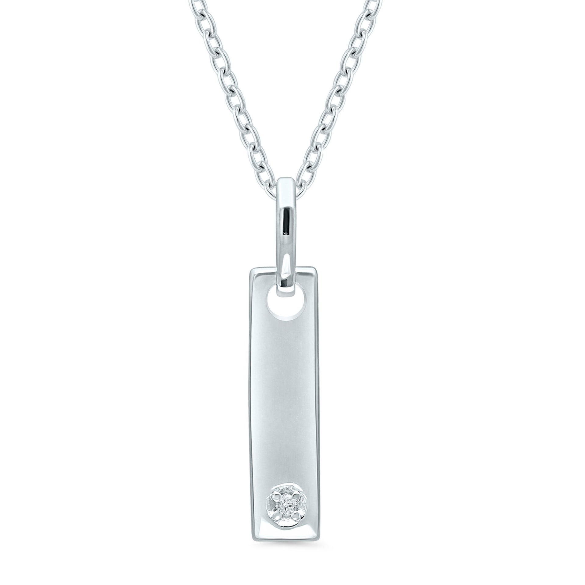 Diamond Accent Bar Pendant in Sterling Silver