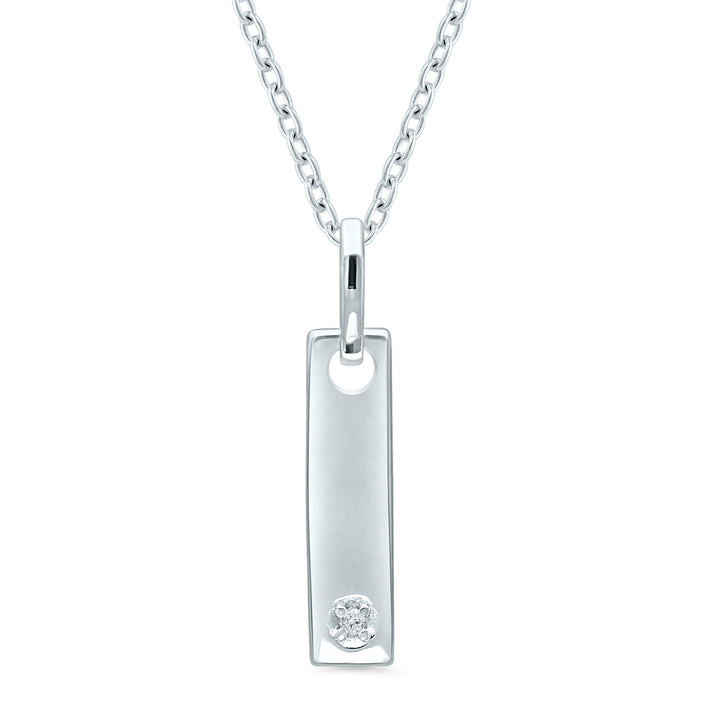 Diamond Accent Bar Pendant in Sterling Silver