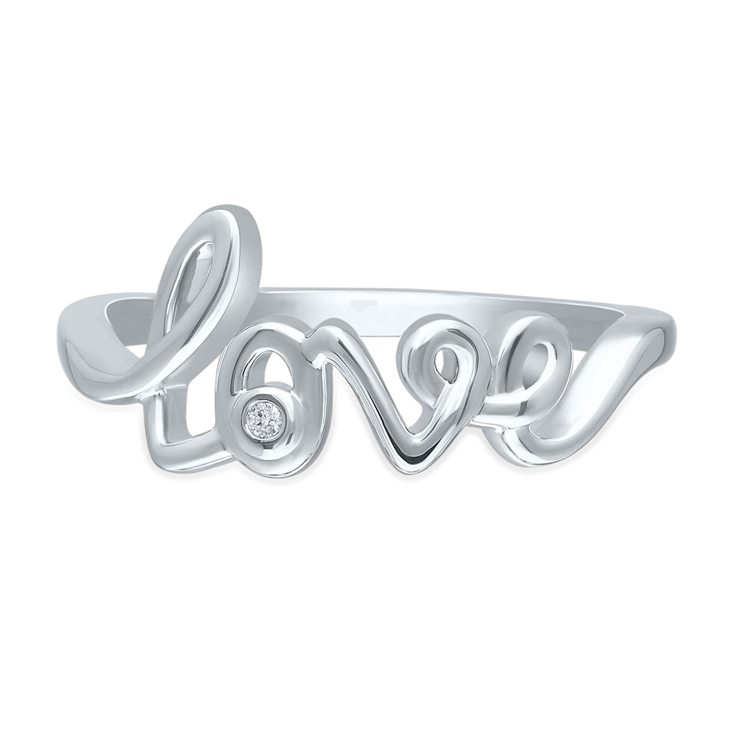 Diamond Accent Love Script Ring in Sterling Silver