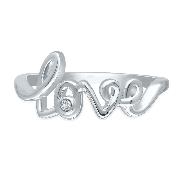 Diamond Accent Love Script Ring in Sterling Silver