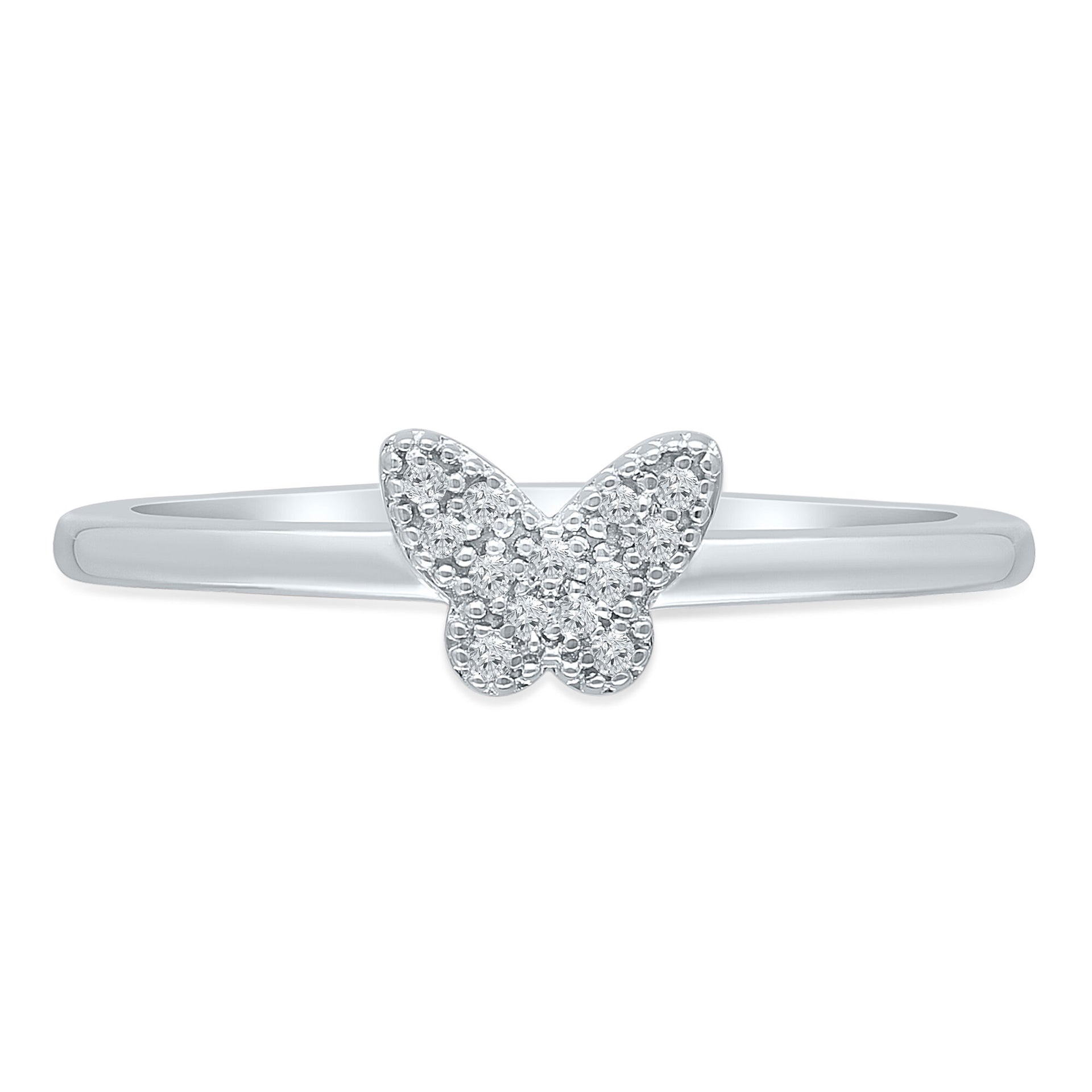 Diamond Accent Butterfly Ring in Sterling Silver
