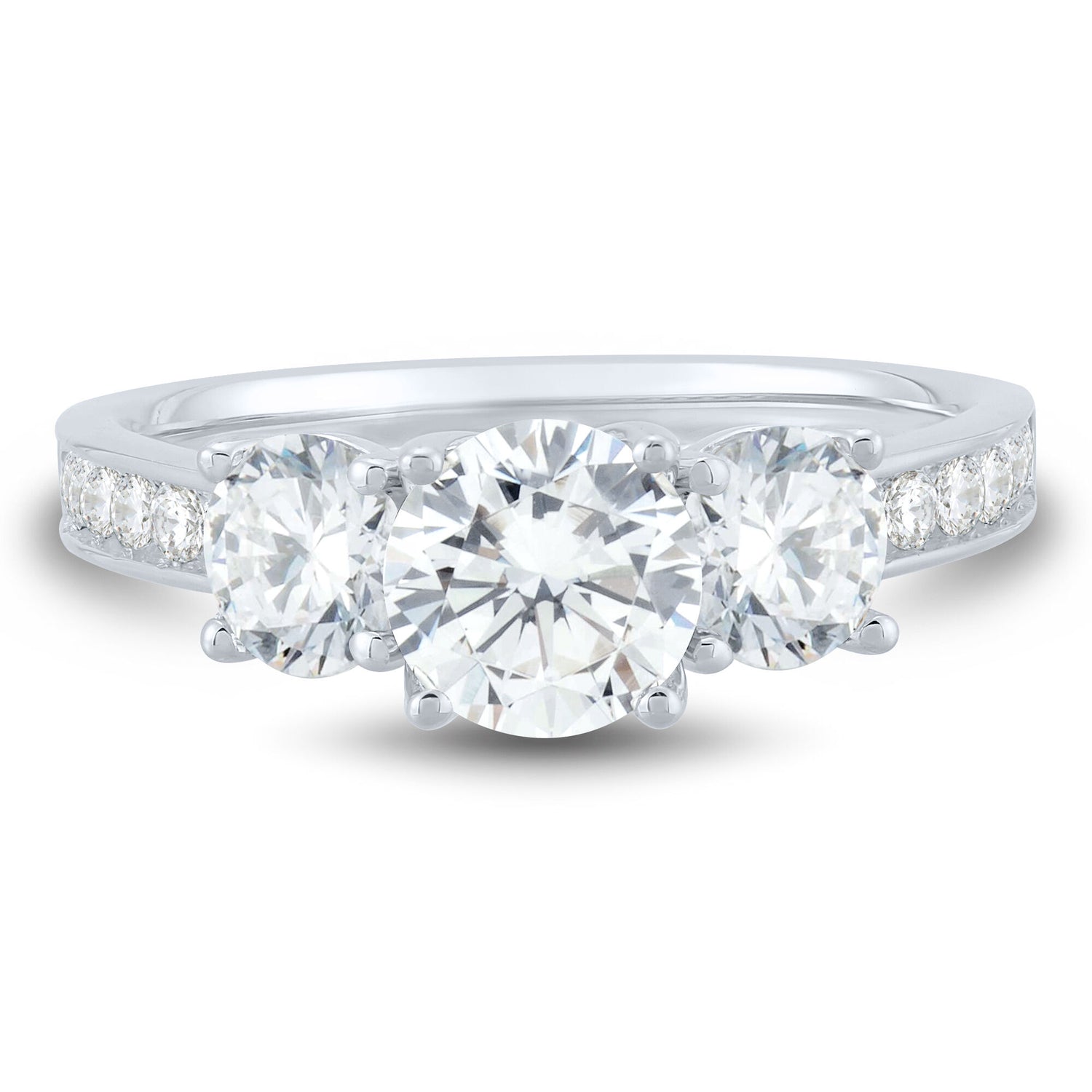 Lab Grown Three-Stone Diamond Engagement Ring in 14K White Gold (2-1/4 ct. tw.)