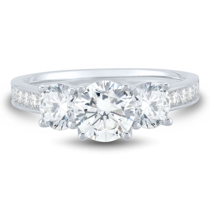 Lab Grown Three-Stone Diamond Engagement Ring in 14K White Gold (2-1/4 ct. tw.)