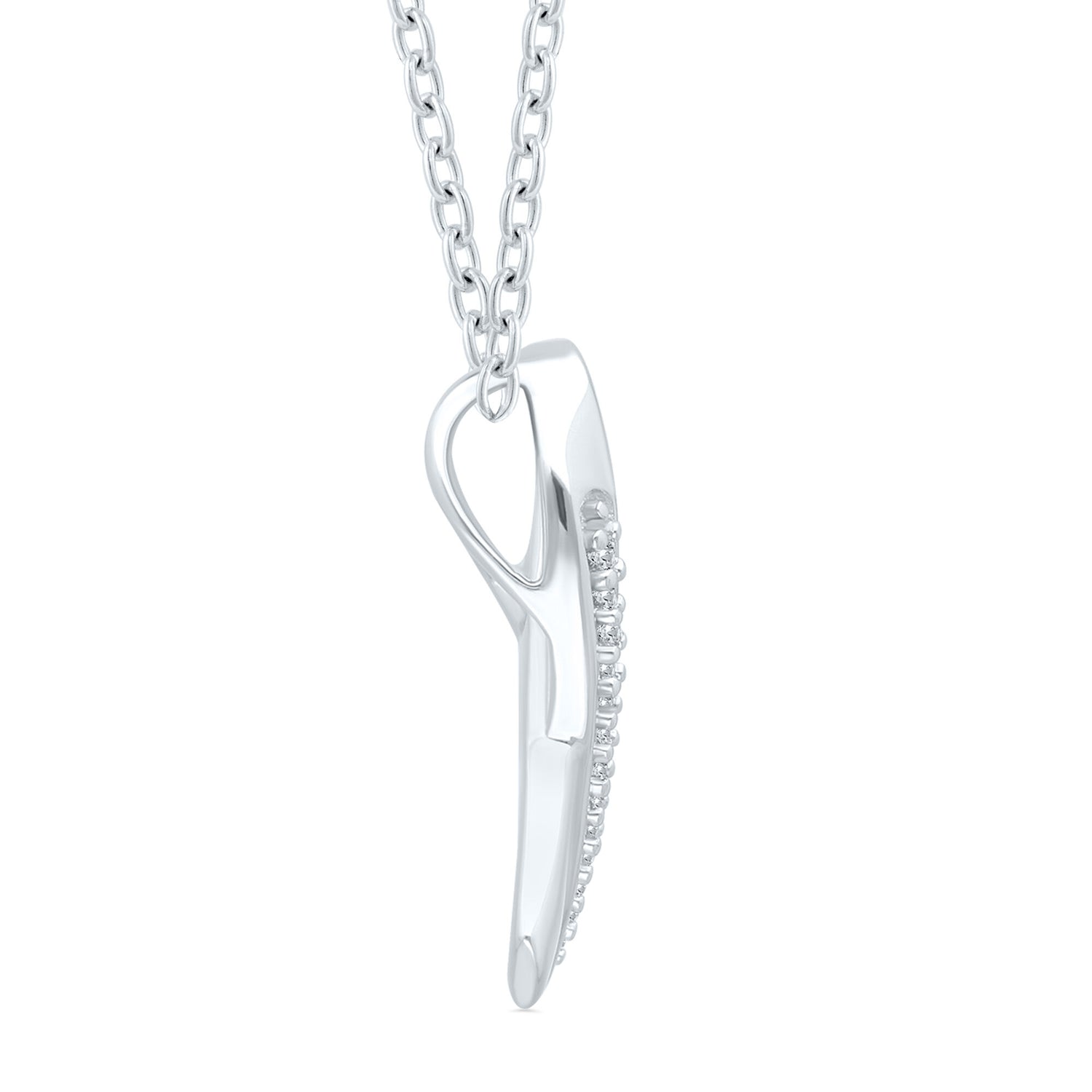 Ribbon Pendant with Diamond Accents in Sterling Silver