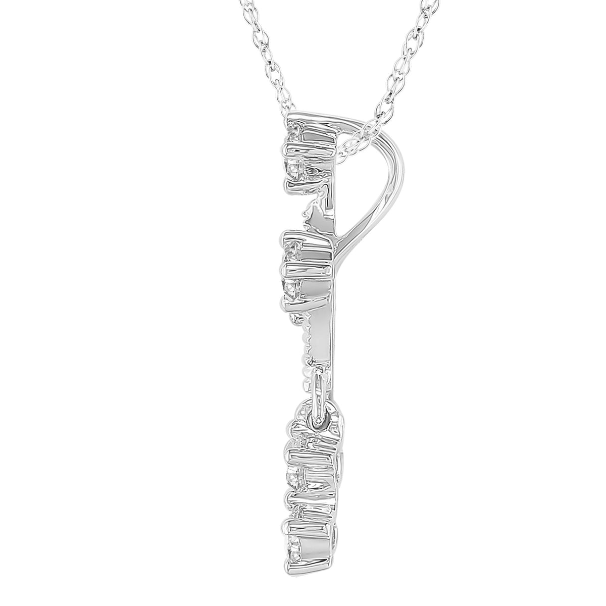 Diamond Cross Pendant in 10K White Gold (1/7 ct. tw.)