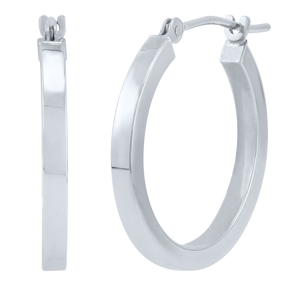 Polished Hoop Earrings in 14K White Gold, 20MM
