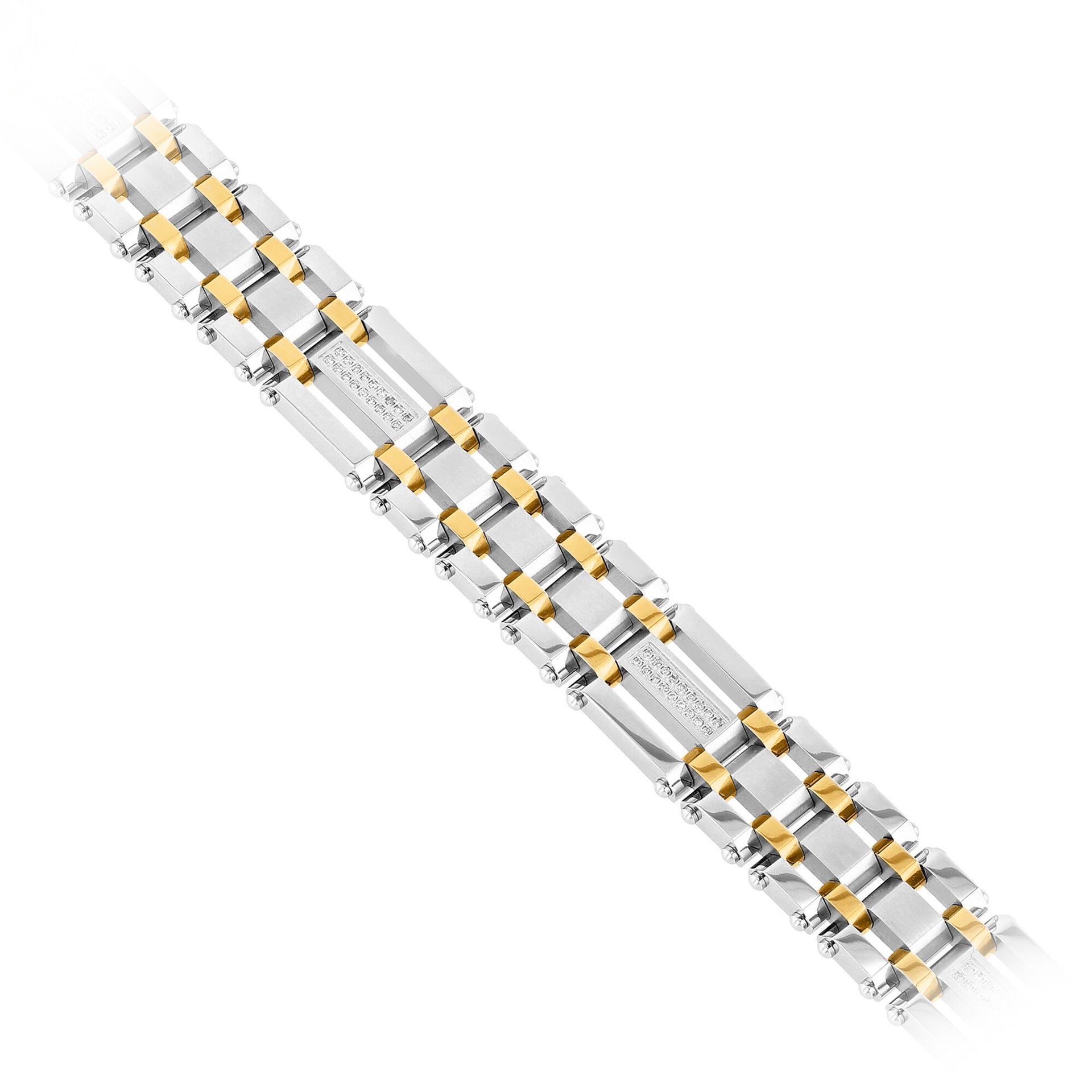Diamond Stainless Steel Bracelet with Yellow Ion Plating, 8.5” (1/4 ct. tw.)
