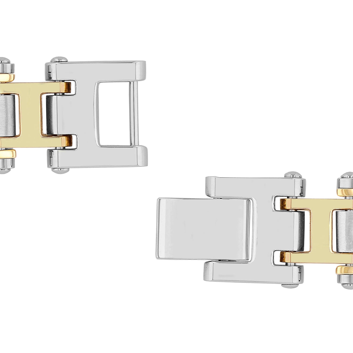 Diamond Link Bracelet in Stainless Steel and Yellow Ion-Plated Stainless Steel, 8.5” (1/7 ct. tw.)