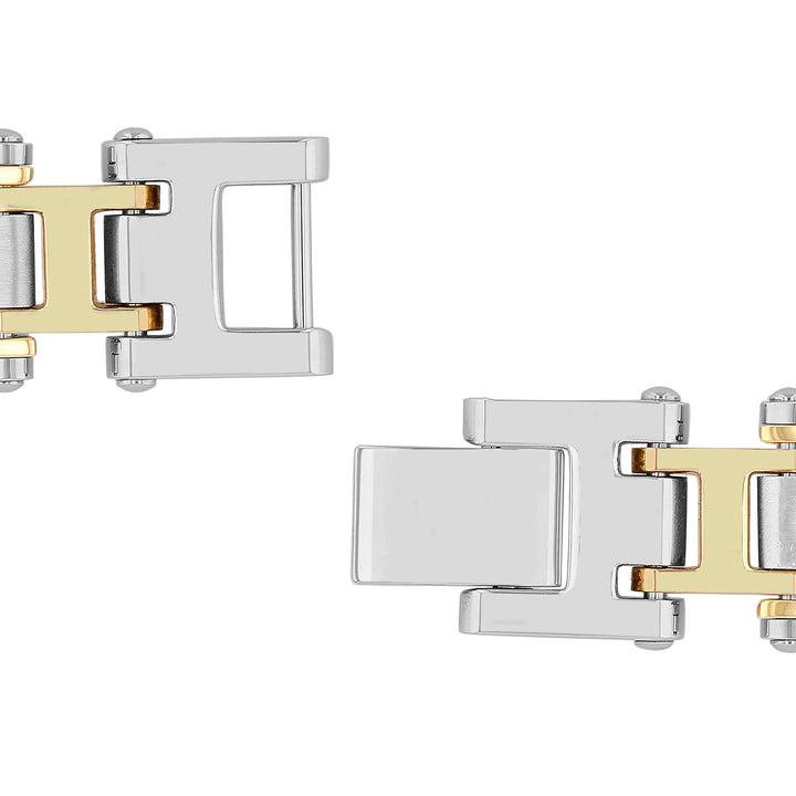 Diamond Link Bracelet in Stainless Steel and Yellow Ion-Plated Stainless Steel, 8.5” (1/7 ct. tw.)