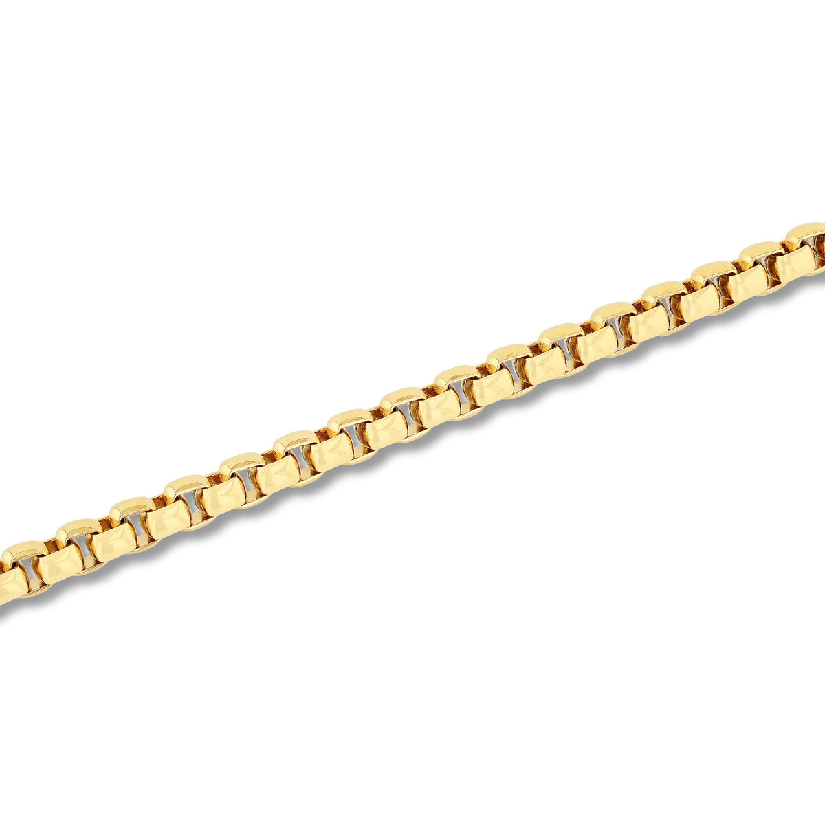 Round Box Link Bracelet in Yellow Ion-Plated Stainless Steel, 6.5MM, 9”