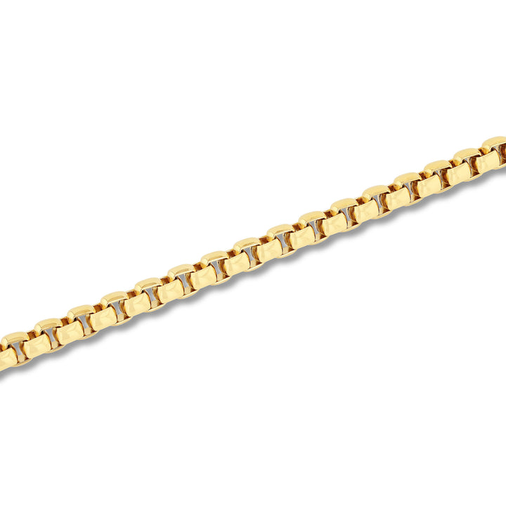 Round Box Link Bracelet in Yellow Ion-Plated Stainless Steel, 6.5MM, 9”
