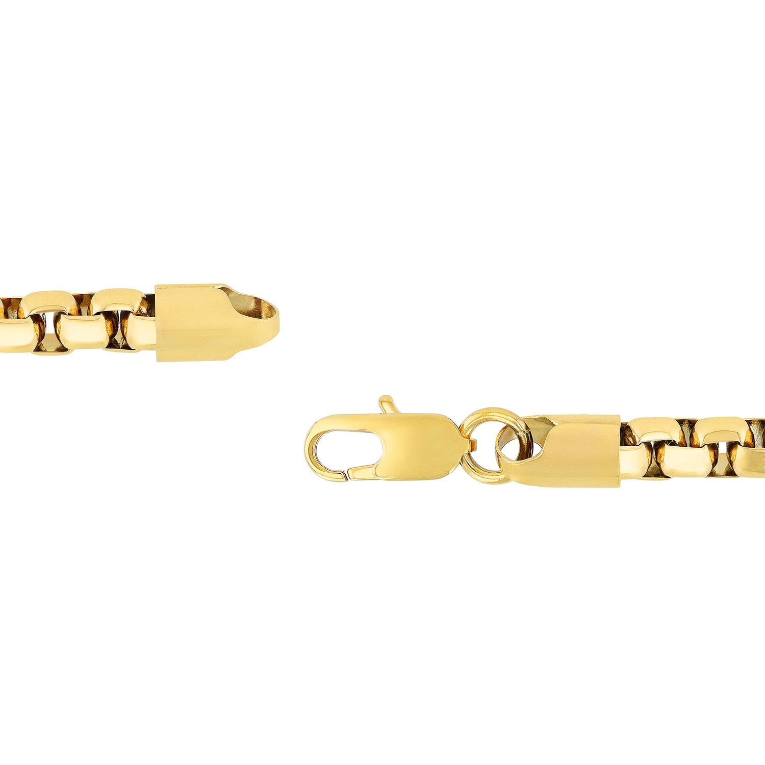 Round Box Link Bracelet in Yellow Ion-Plated Stainless Steel, 6.5MM, 9”