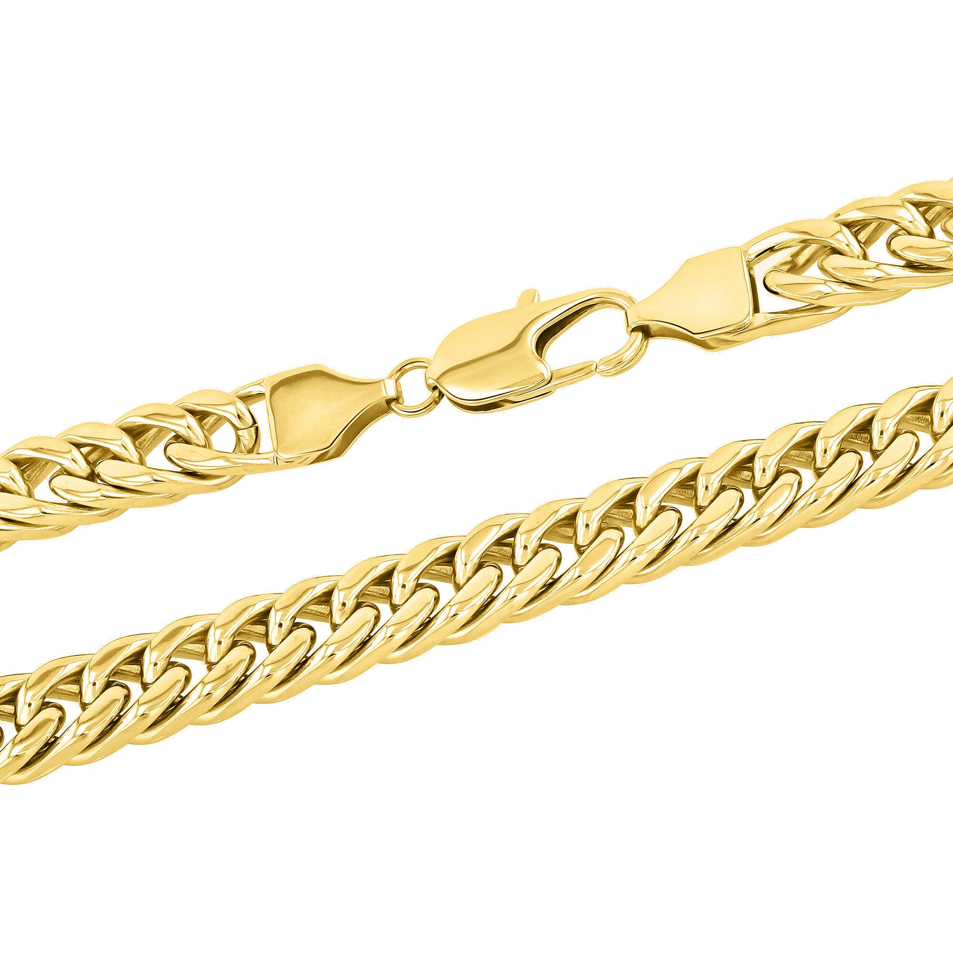 Curb Link Necklace in Yellow Ion-Plated Stainless Steel, 10mm, 24"