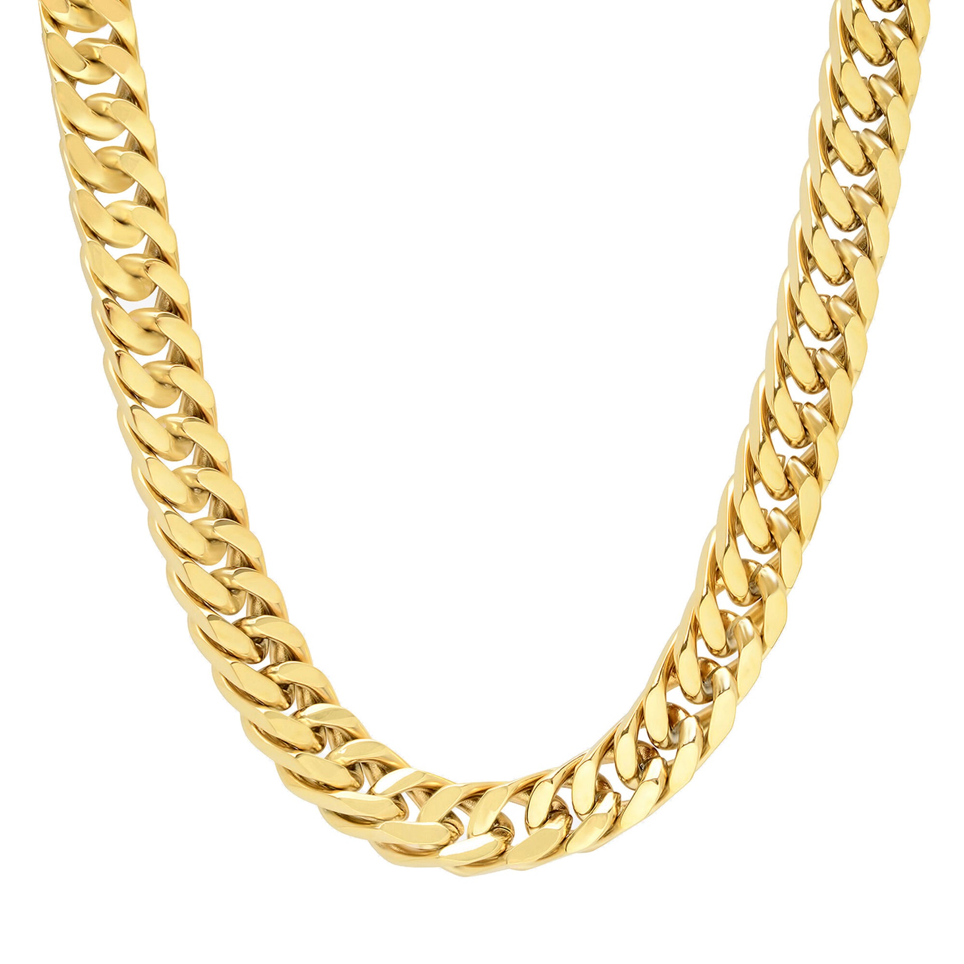 Curb Link Necklace in Yellow Ion-Plated Stainless Steel, 10mm, 24"