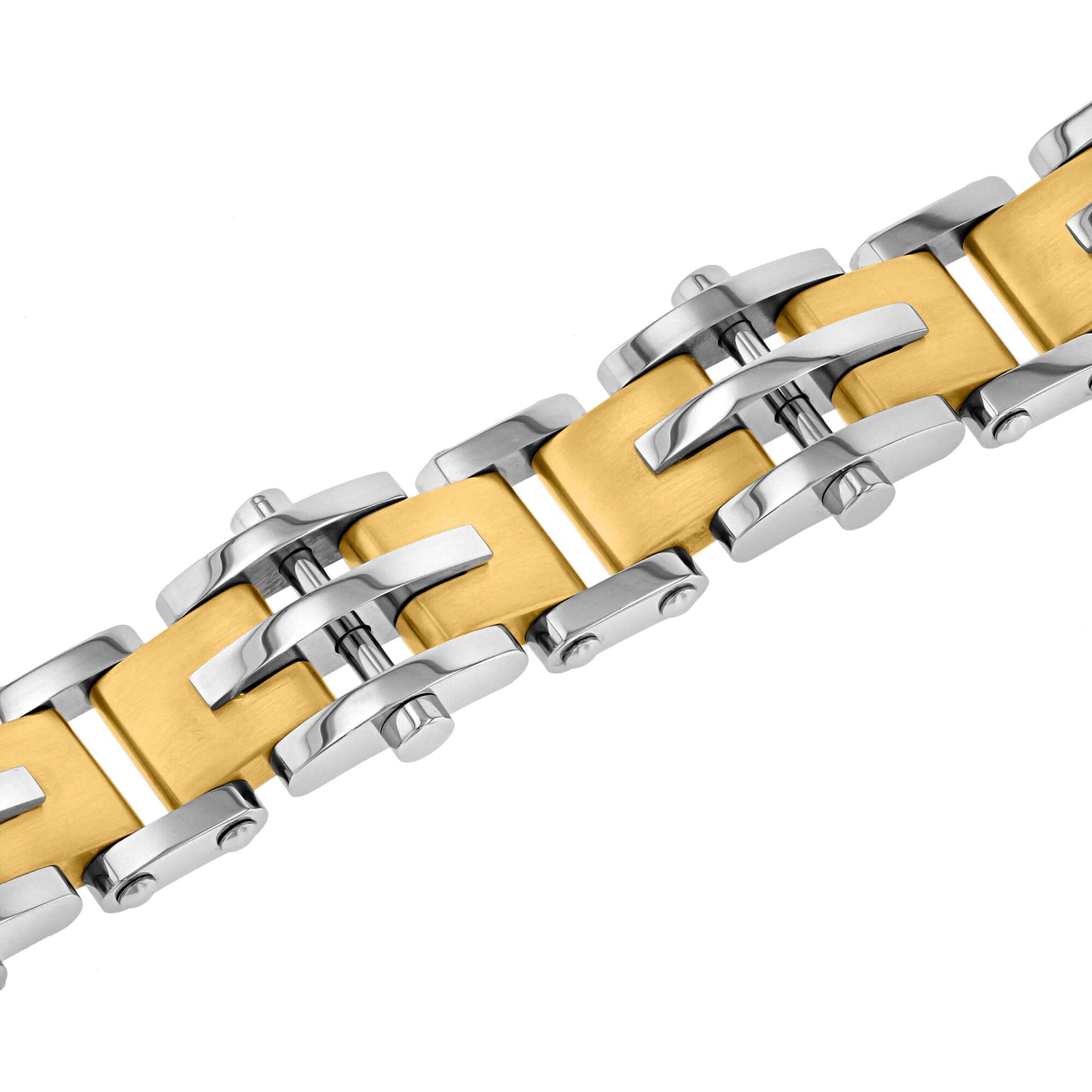 Rivet-Style Link Bracelet in Yellow Ion-Plated Stainless Steel, 15mm, 8.5"