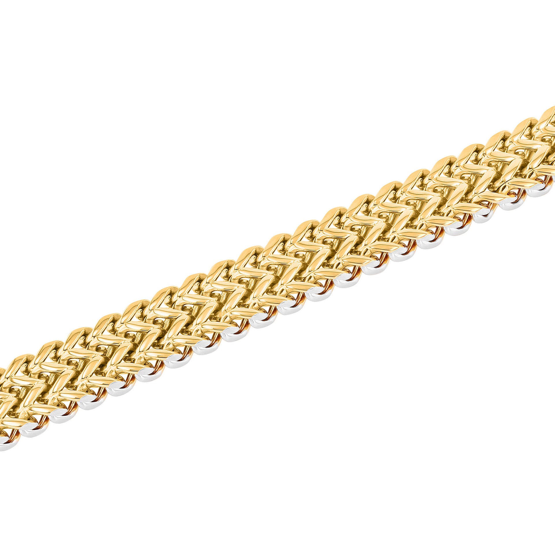 Double Franco Link Bracelet in Yellow Ion-Plated Stainless Steel, 12mm, 8.5"