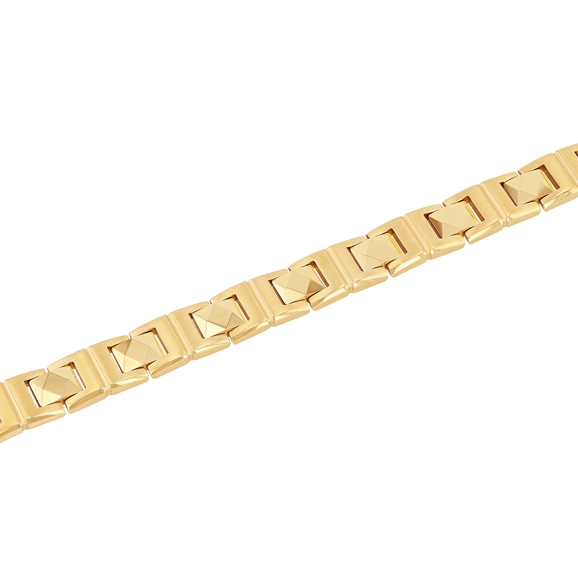 Link Bracelet in Yellow Ion-Plated Stainless Steel and Tungsten, 12mm, 8.75"