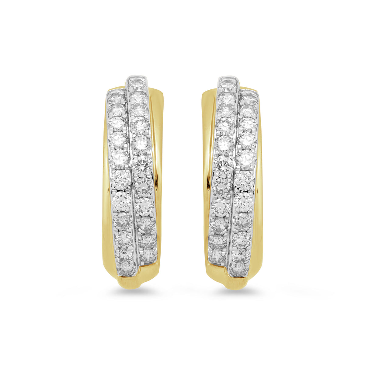 Diamond Hoop Earrings in 10K Yellow Gold (2 ct. tw.)