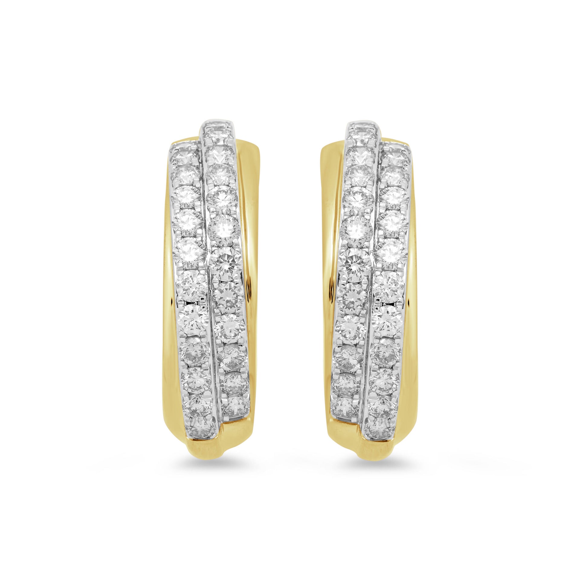 Diamond Hoop Earrings in 10K Yellow Gold (2 ct. tw.)