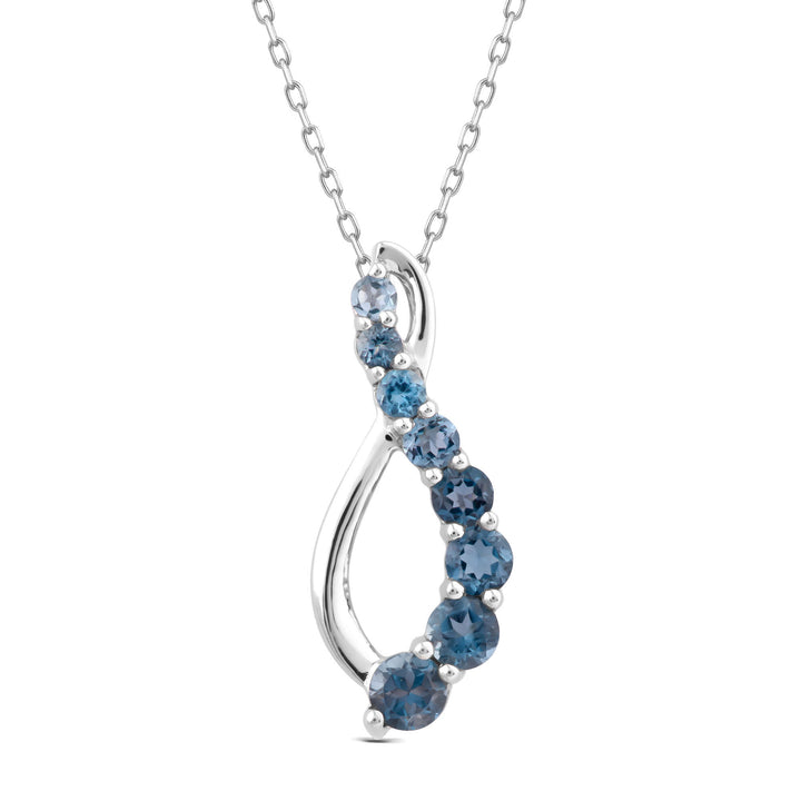 Blue Topaz Journey Pendant in 10K White Gold