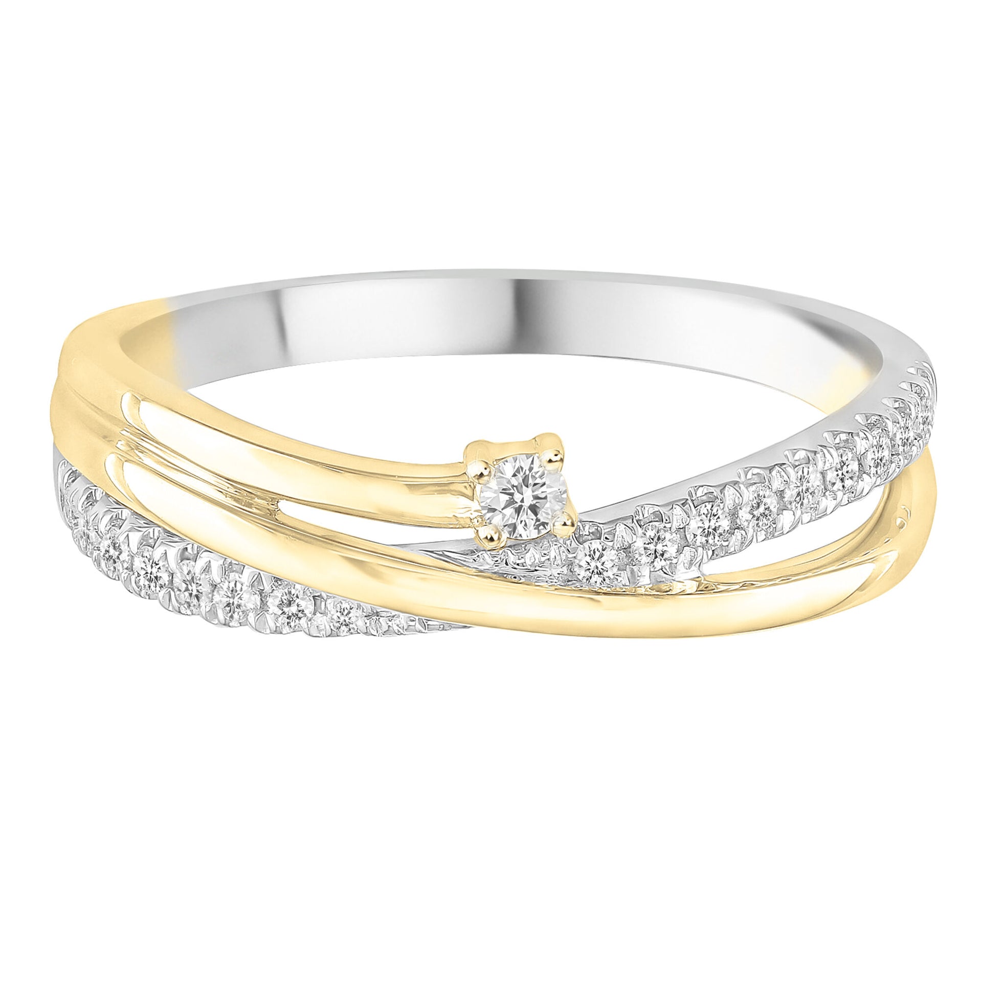 Diamond Ring in 10K White Gold and Yellow Gold (1/8 ct. Tw.)
