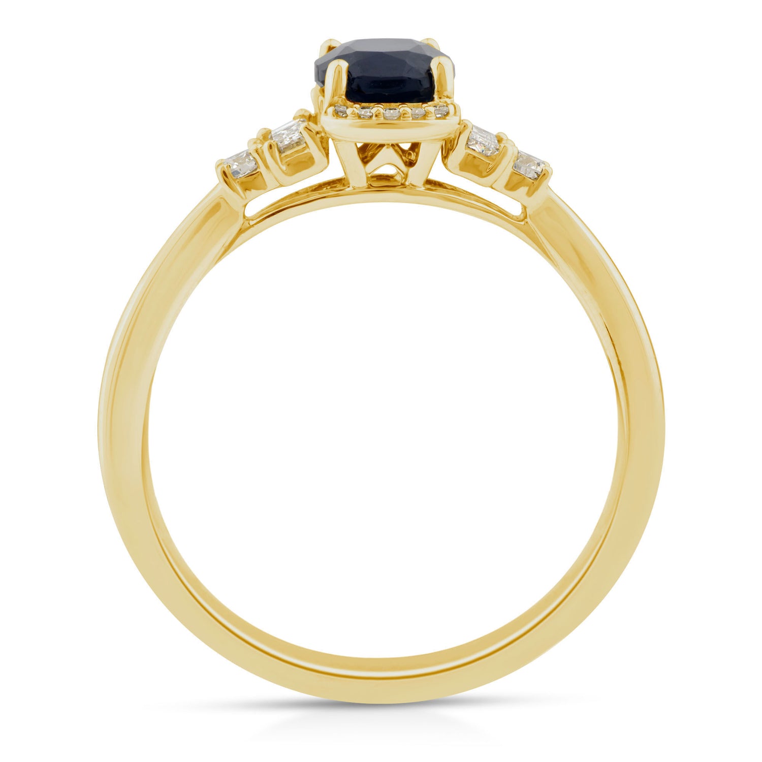 Blue Sapphire and Diamond Ring in 10K Yellow Gold (1/7 ct. tw.)