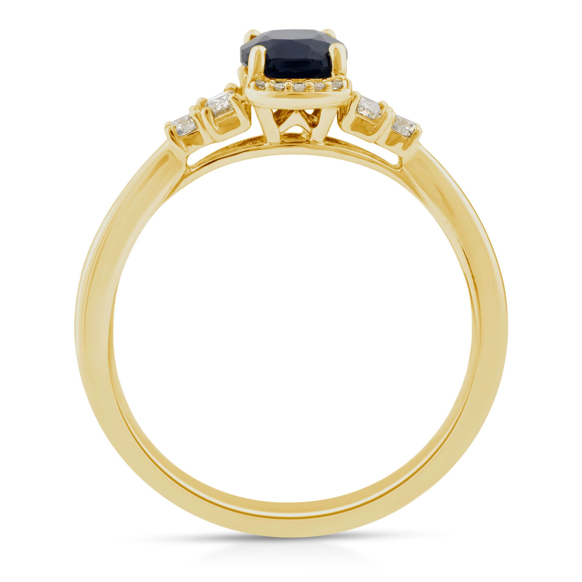 Blue Sapphire and Diamond Ring in 10K Yellow Gold (1/7 ct. tw.)
