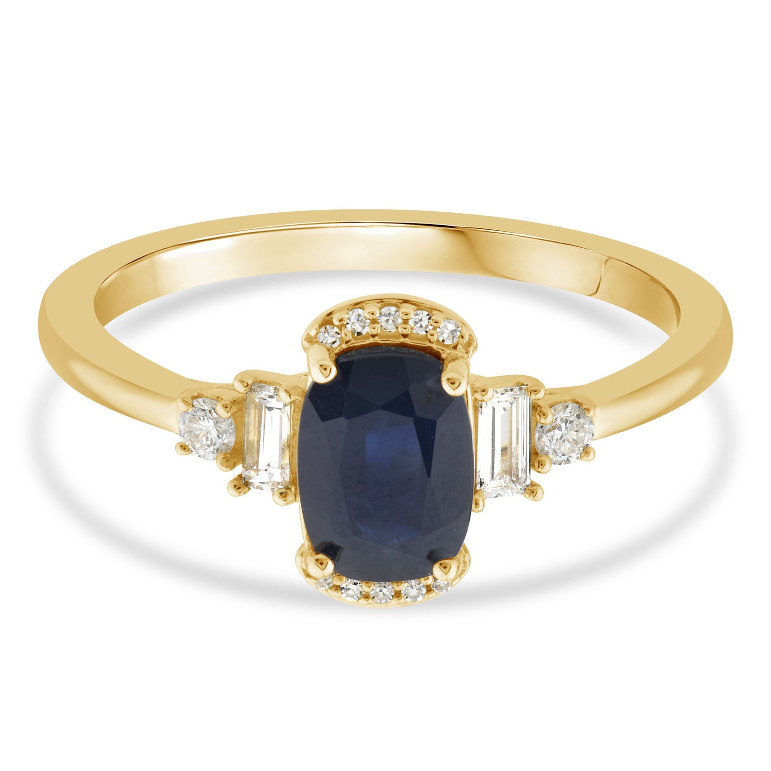 Blue Sapphire and Diamond Ring in 10K Yellow Gold (1/7 ct. tw.)